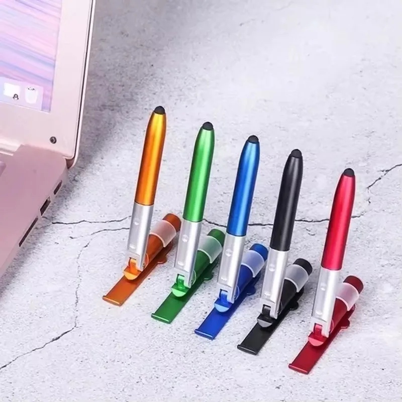 Stationery Warehouse - 4-in-1 Multifunktions-Kugelschreiber mit LED-Licht, faltbarem Telefonhalter,