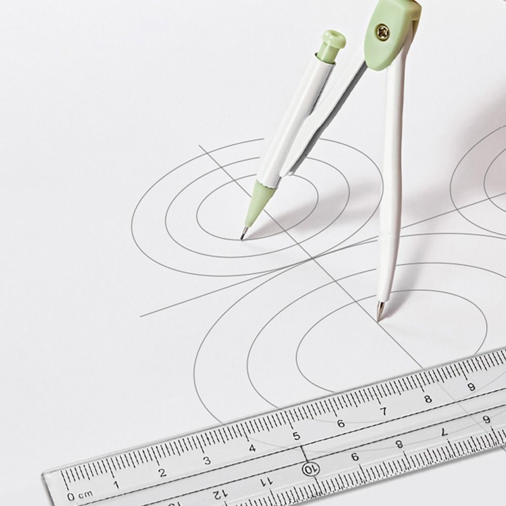 Ruler Set Transparent - 8-teiliges Set Hochwertiges Plastik-Lineal, Zirkel-Set, Radiergummi,