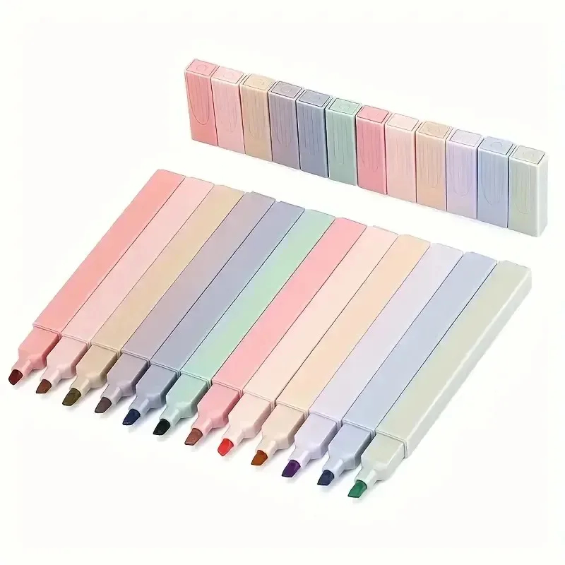 Highlighter Set Pastel - 12 Stück Bunte Ästhetische Textmarker, Niedliche