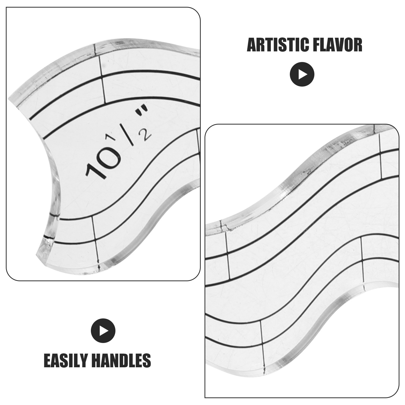 2-teiliges Set mit gewellten N – Ruler Set Transparent Bewertung und Preis